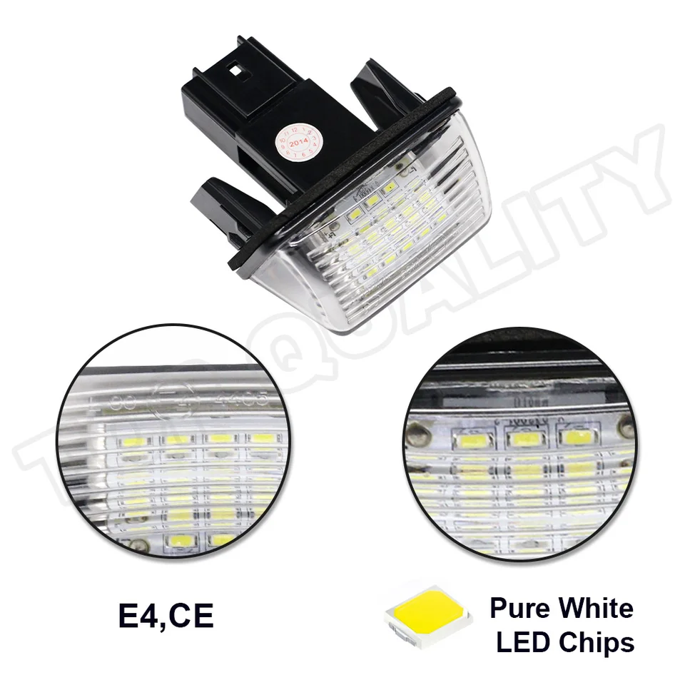 Éclairage Plaque Immatriculation LED – 18 Perles 6500K | Compatible Citroën C3-C8, Peugeot 106/207/308/406 | 12V, 1.68W