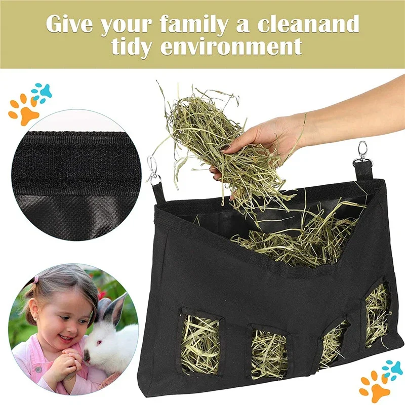 Rabbit Hay Bag Hanging Pouch Feeder Holder Feeding Dispenser Container Rabbit Guinea Pig Small Animals Pet Dropshipping Rabbit Hay Feeder Hay Bag