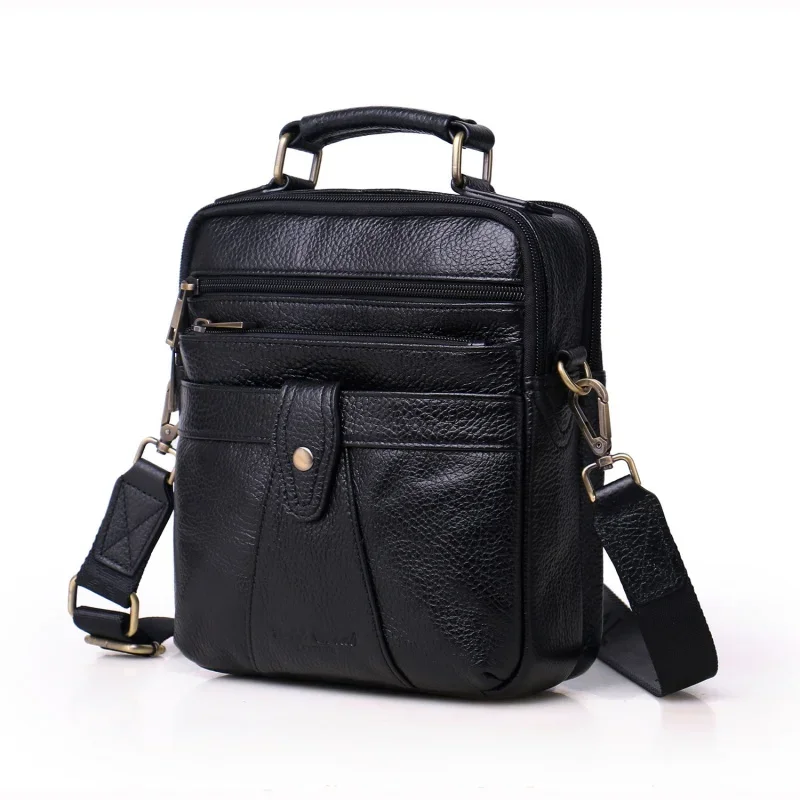 Vintage Cowhide Men's Shoulder Bag Genuine Leather Messenger Bag Large Capacity Crossbody Bag Casual Man Handbag