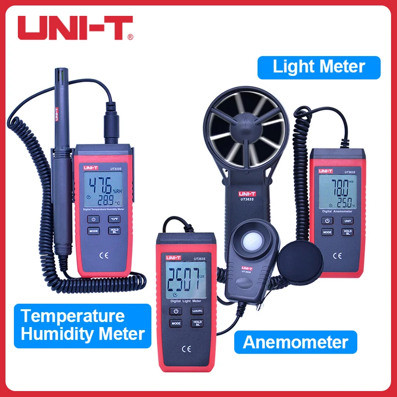 

UNI-T Non Contact Mini Temperature Humidity Meter Anemometer Wind Speed Meter LCD Backlight Luxmeter UT333S UT363S UT383S