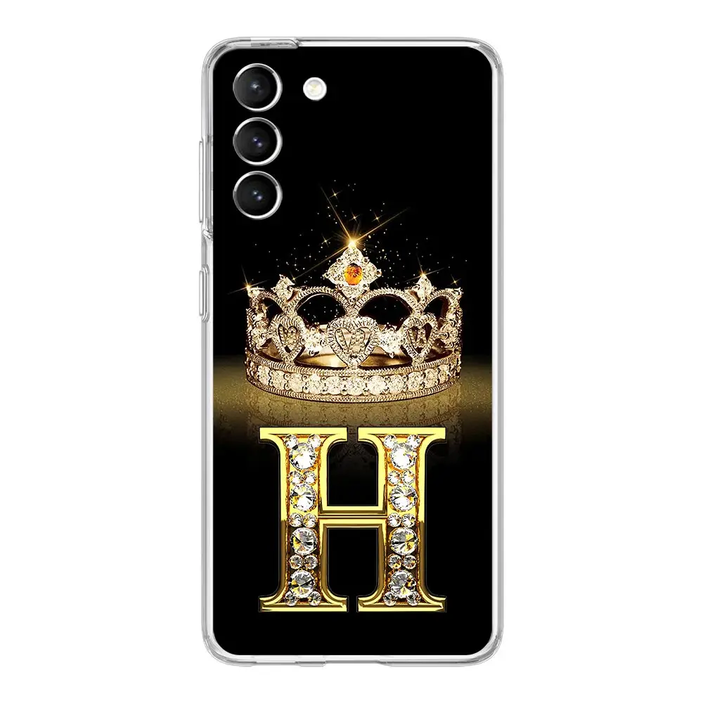 Diamond Crown Letter Phone Case - Soft Clear Cover with 26 Letter Options