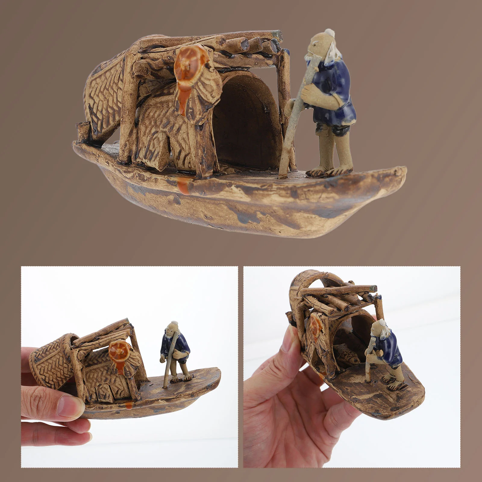 Fish Tank Boat Decor Retro Ship Adornment Underwater Ceramic Ship