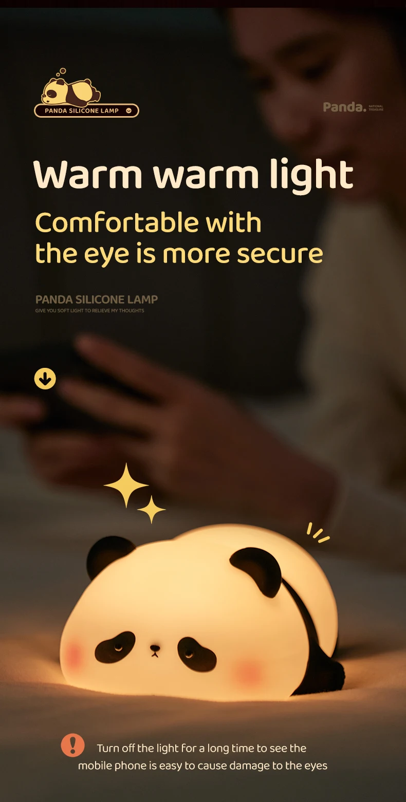 5Style Panda Night Light Holiday Gift Christmas Birthday Playmate Soft Doll Panda Safe Rechargeable Cute Animal Silicone Lamps