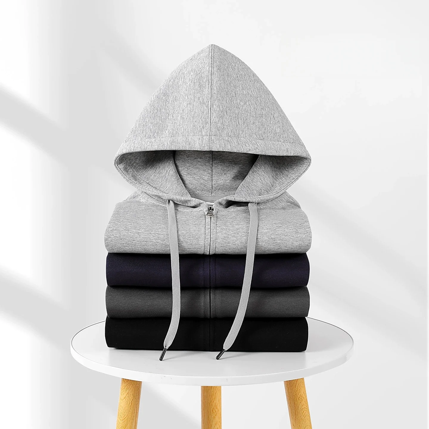 Q-W011595978C 가을/겨울 새로운 지퍼 스포츠 코트 남자 느슨한 달리기 사이클링 긴 소매 후드 빠른 건조 트레이닝 코트