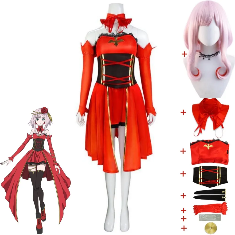 

Anime Takt Op.Destiny Unmei Cosplay Costume Wig Sexy Woman Red Dress Props Halloween Stage Performance Role Play Disguise Suit