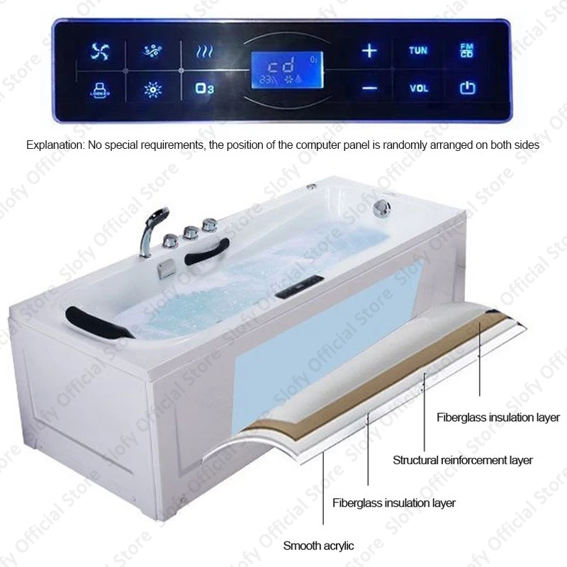 Acrylic Bathtub for Apartment/Family, Multifunctional Bathtub Dual-side Skirt Left Skirt , Bathroom Furniture with Accessories