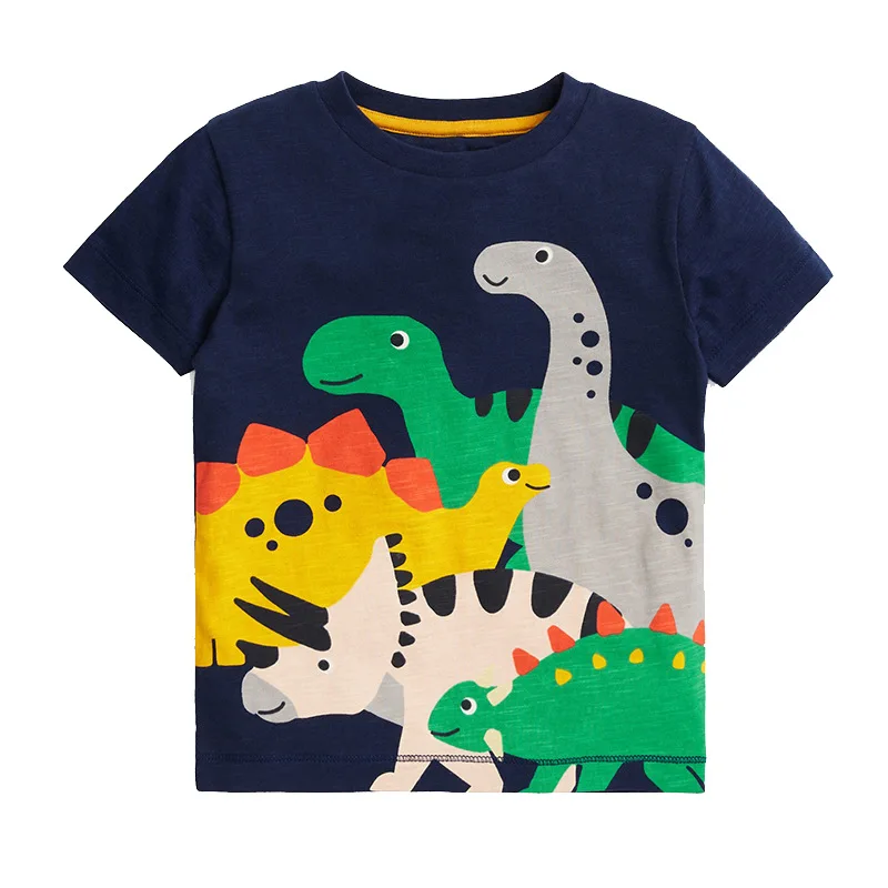 Children 2 3 4 5 6 Years Summer Baby Boys Short Sleeve T-shirt Children Kids Cotton Cartoon Dinosaur Tops for Little Boys
