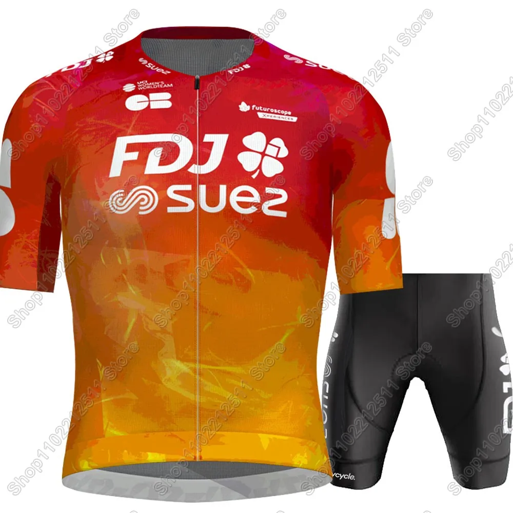 FDJ Suze Team Cycling Jersey Set Women Bicycle Clothing Road Bike Shirts Suit Bicycle Bib Shorts MTB