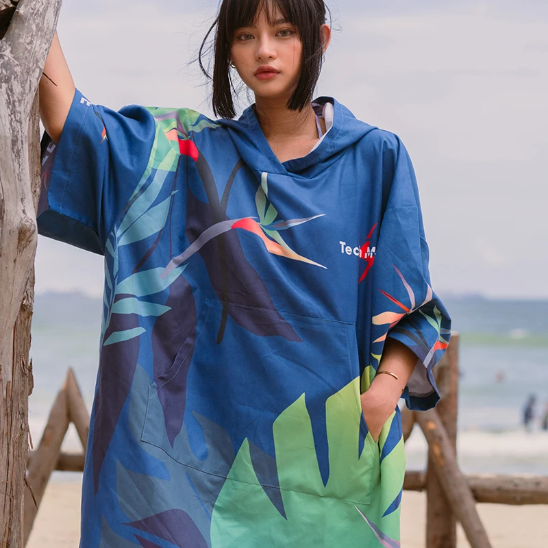 Nu-June-Microfiber Changing Bathrobe Cloak Beach Poncho Towel Absorbent Quick-Drying Hooded Surf Bath Towels Outdoor