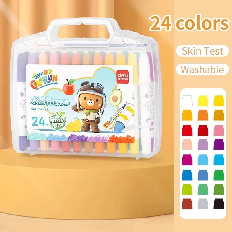 24 Color Graffiti Crayons Non-Toxic Art Painting Oil Pastels Children's Oil Pastel Color Markers Rotating Wax Sticks oil pastels