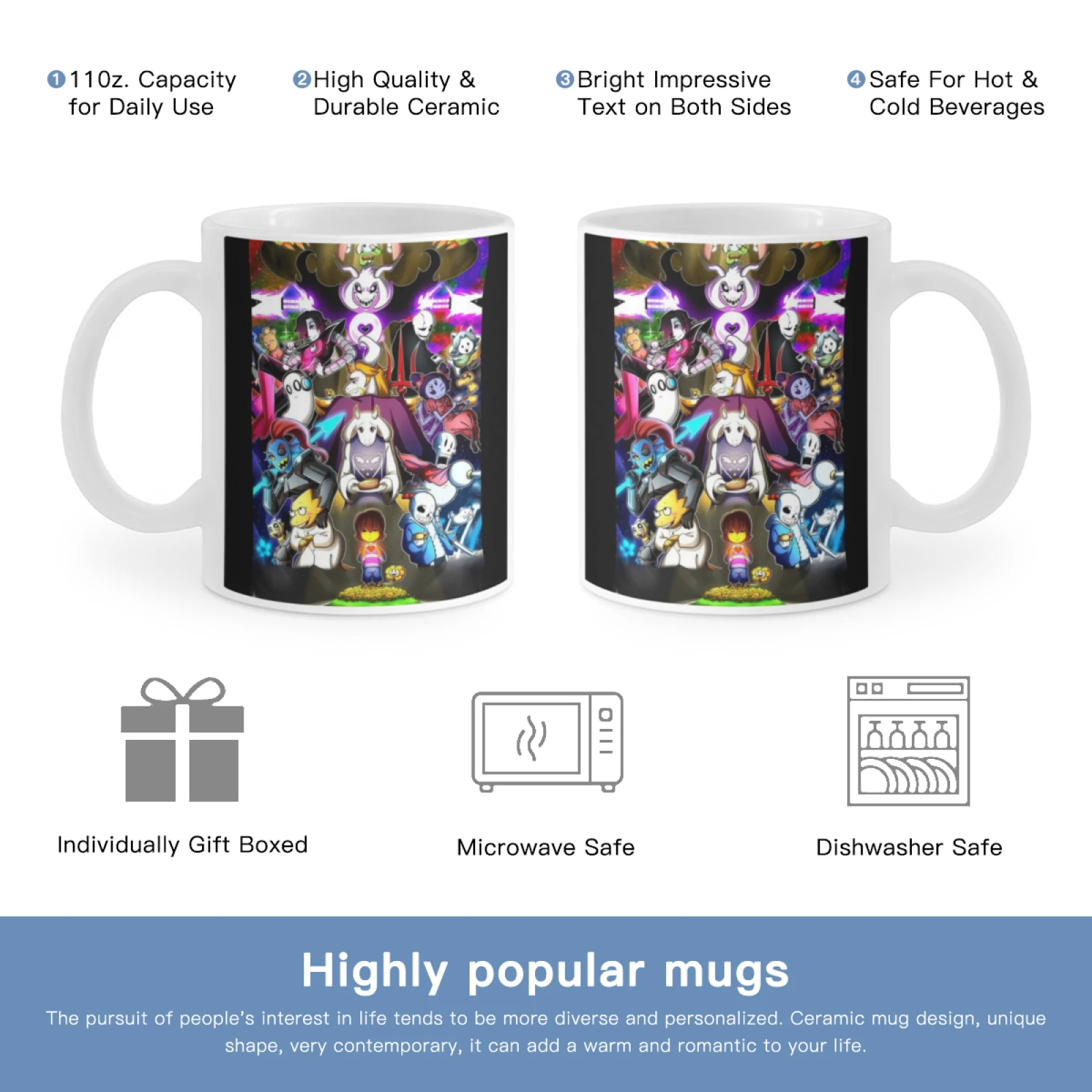 Undertale Castle White Mug Tea Cup Coffee Mug Friends Birthday