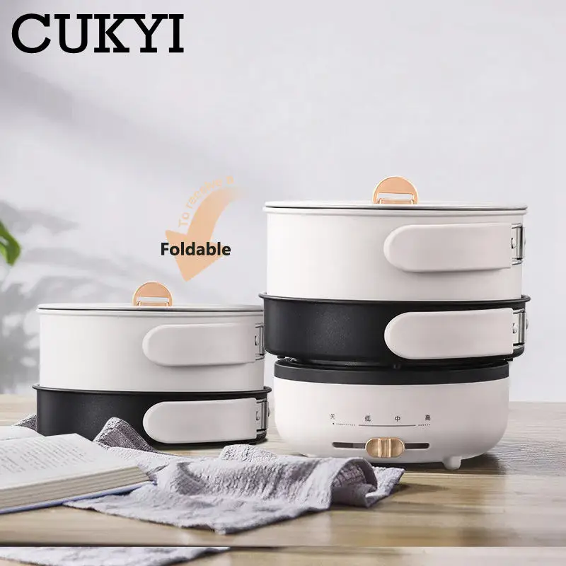 Pentola Da Viaggio Pieghevole Multifunzionale Split Padella Per Friggere Pentola Portatile Riscaldamento Elettrico Stufa Caldaia Ad Acqua Multicooker 