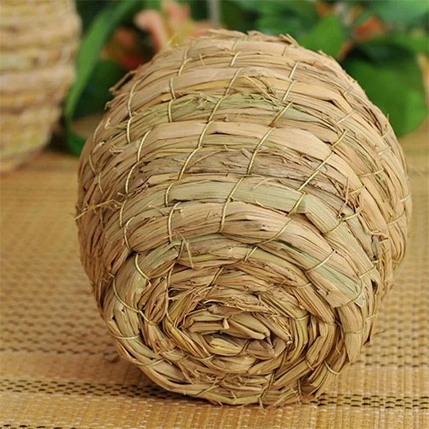 Nido per Uccelli in Paglia Naturale Intrecciato a Mano, Accogliente Cuccia per Piccioni e Pappagalli, Camera Calda per Animali Domestici, Decorazione per Gabbie da Esterno, Accessori per Uccelli - immagine 5