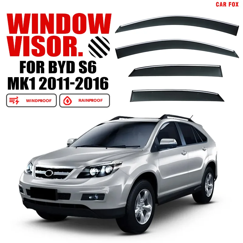 

For BYD S6 2011-2016 Plastic Window Visor Vent Shades Sun Rain Deflector Guard 4PCS/SE For BYD S6 2011-2016