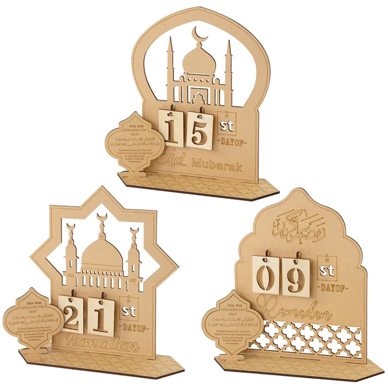 

Wooden Ramadan Countdown Calendar Eid Mubarak Ornament 2024 Kareem Ramadan Decoration For Home Islamic Muslim Party Gift AL Adha