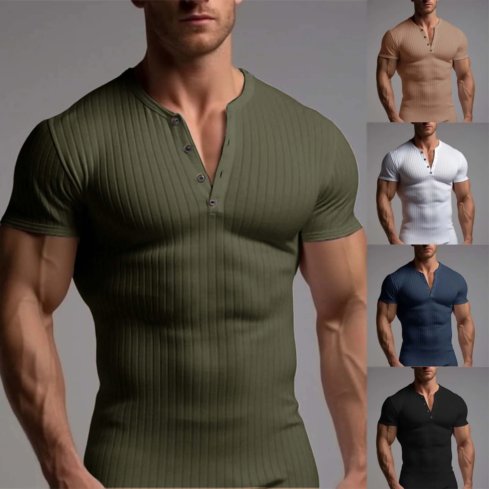 Men-S-Fashion-Spring-And-Summer-Casual-Short-Sleeved-Round-Neck-Solid ...