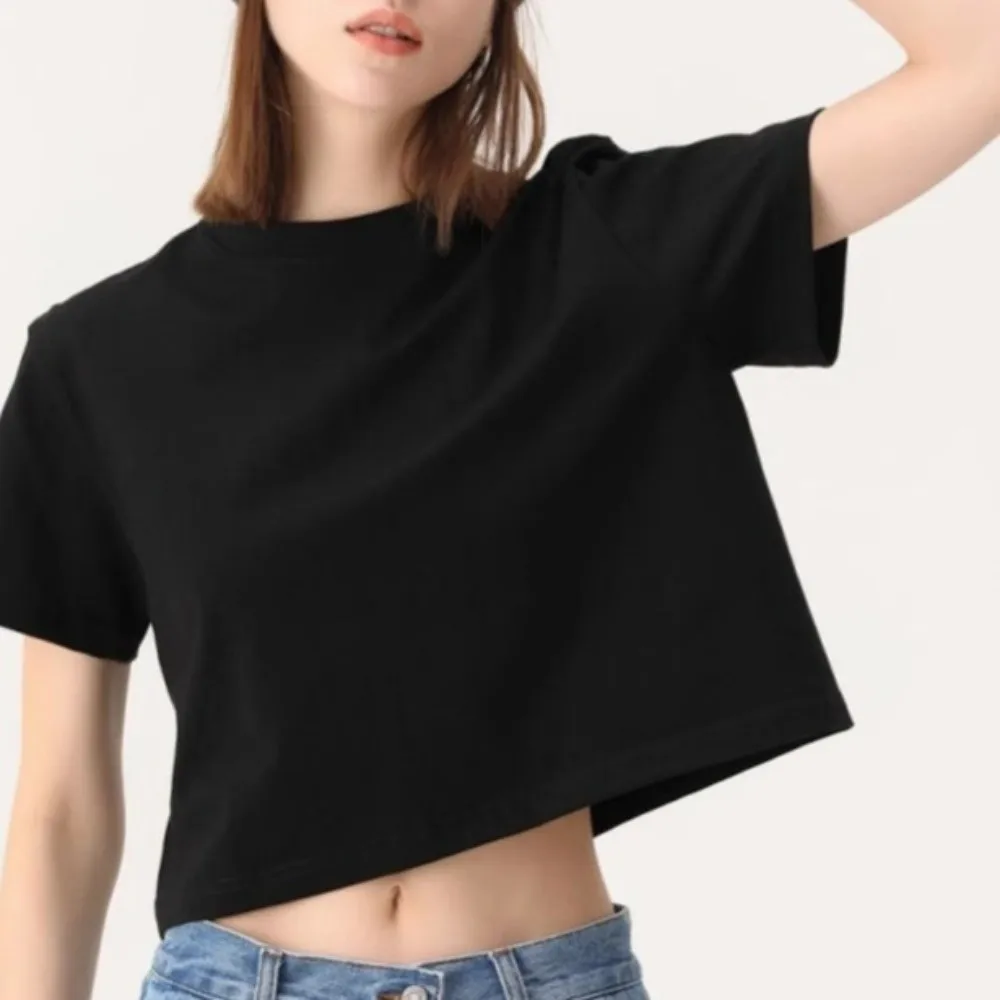 Y2K Spicy Girl U Neck Ultra Short T-Shirt Streetwear Solid Color Korean Short Tops Loose Korean Style Black White Crop Top Dance