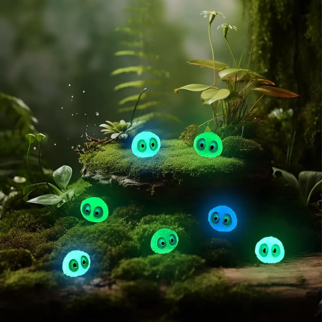 100/200Pcs Luminous Mini Resin Ghost Tree Elves Decorations Glow in The Dark Fairy Garden for Cake/Party Decor Glowing Miniature 4