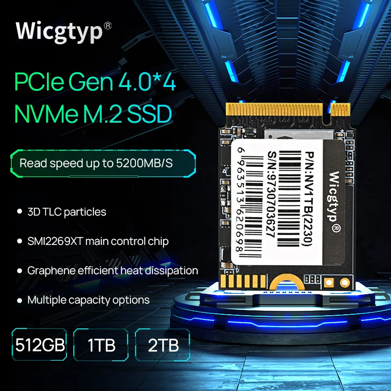 

Wicgtyp Steam Deck SSD 2230 2TB 1TB 512GB M2 2230 NVMe SSD PCIe Gen4 x4 Ssd For Surface3 4 Pro Lenovo DELL HP Laptop Desktop