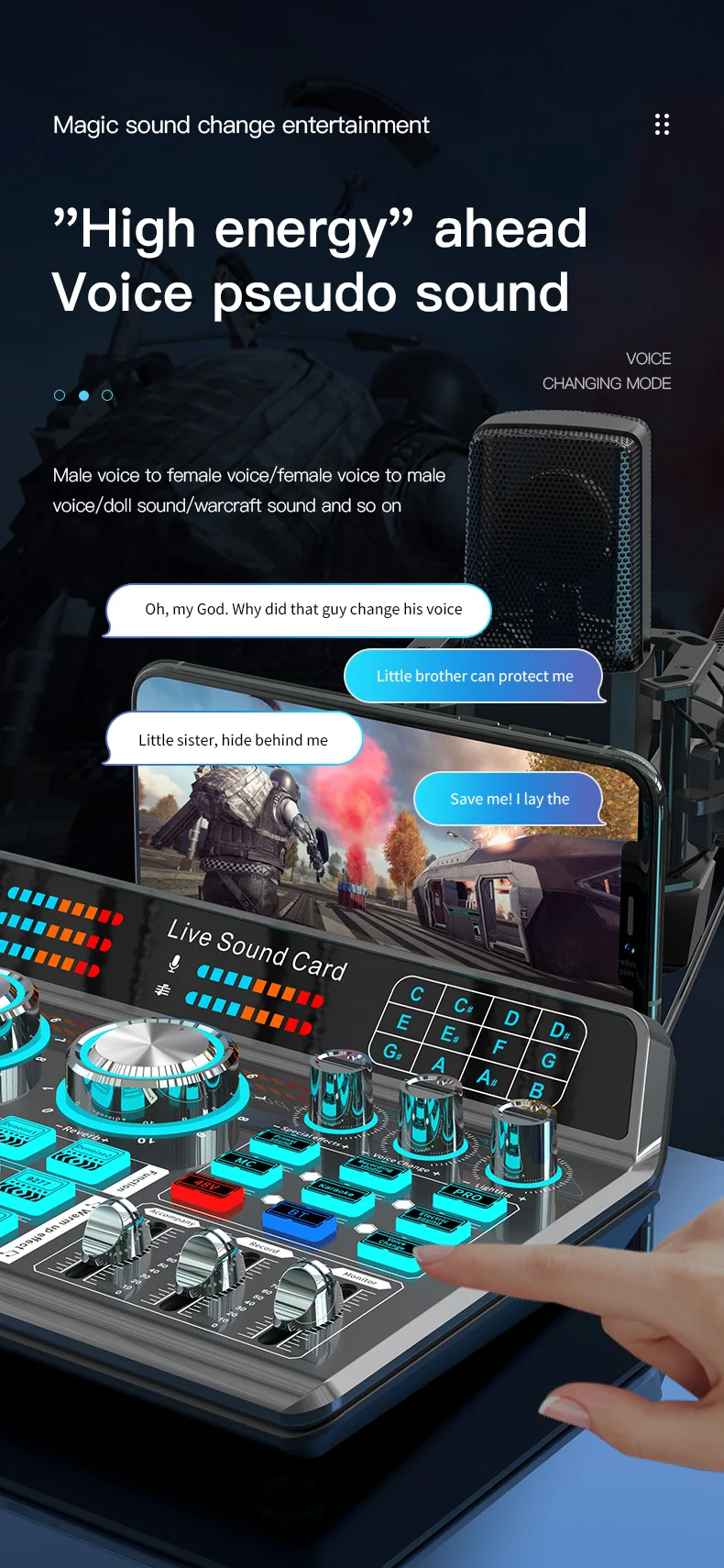 Live Sound Card for Mobile & Computer Universal Recording Mic Head Dedicated for Singing and Live Streaming