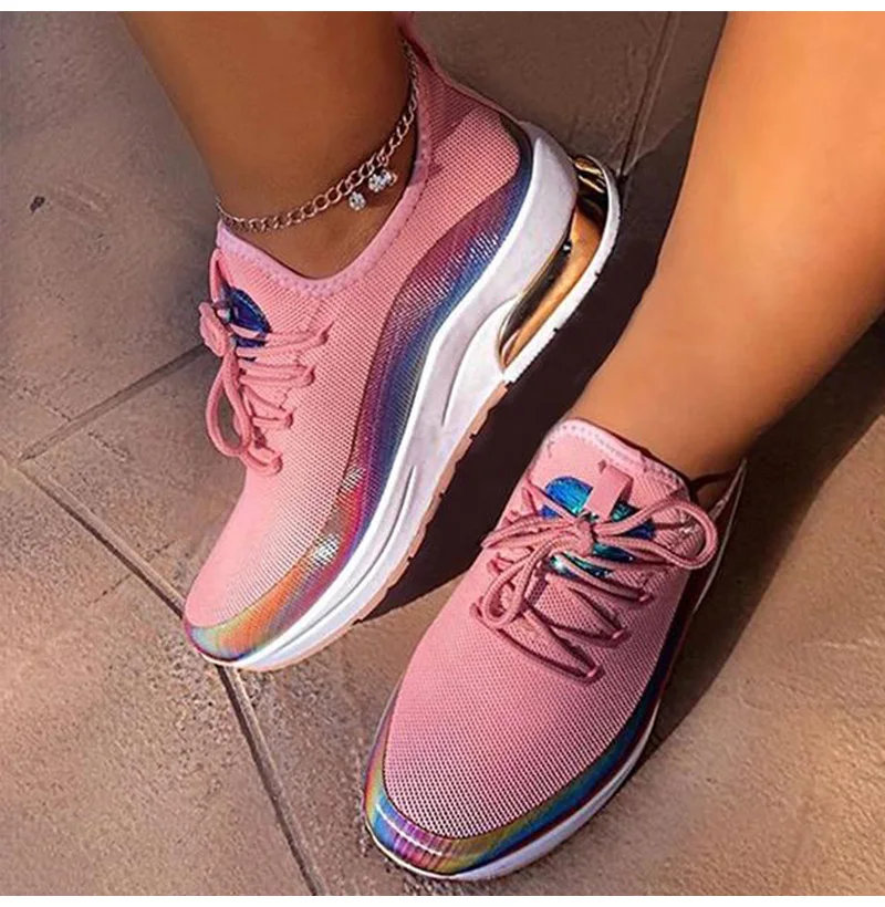 Scarpe da ginnastica da donna da tennis, piatte, in mesh traspirante, leggere, scarpe sportive da donna casual, taglie forti_voghion.com