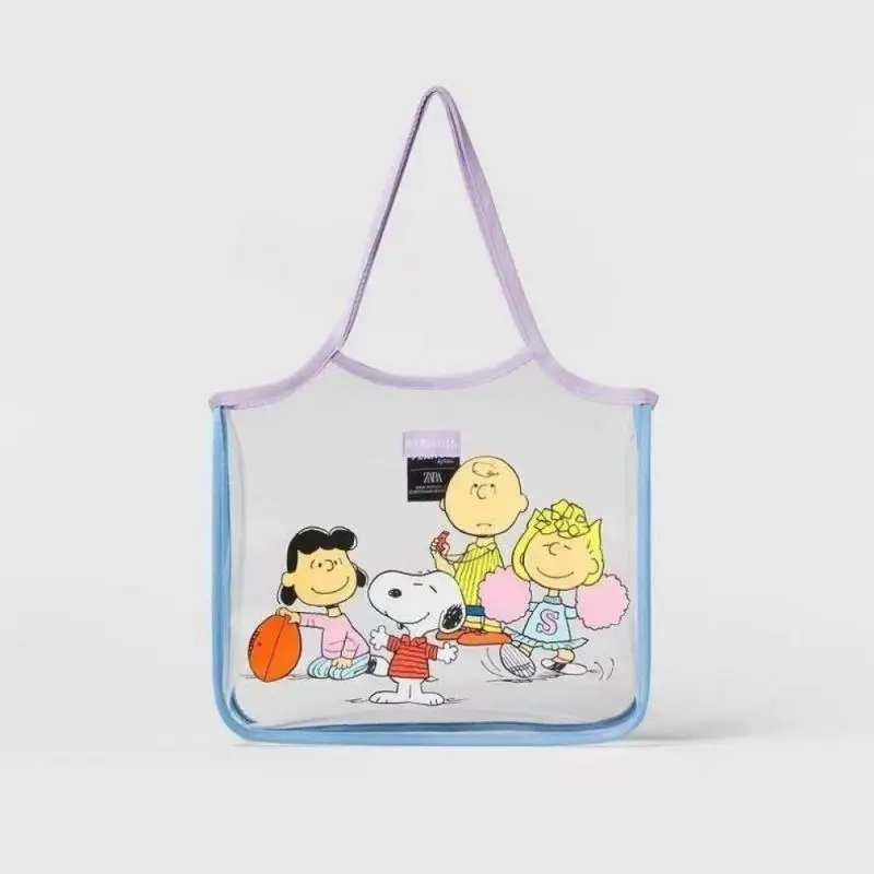 

2024 Miniso Snoopy сумка Kawaii Мультфильм большая емкость прозрачная ручная сумка для покупок японская девушка портативная косметичка