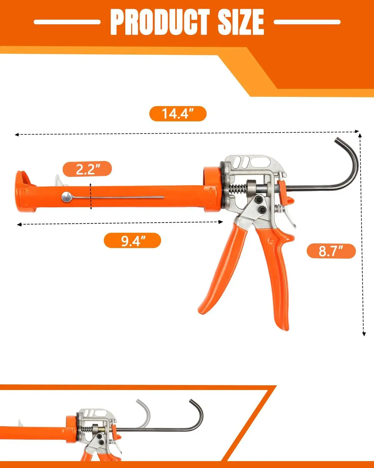 Caulking Gun, Caulk Gun No Drip,Sealant Finishing Tool Grout Scraper for Kitchen Bathroom Window Sink Joint, 20:1 Thrust Ratio 3