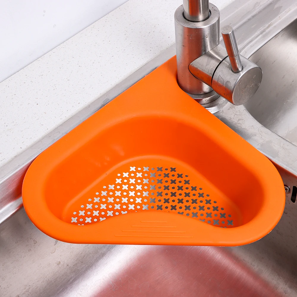 Plastic Corner Sink Filter Shelf Triangular Kitchen Leftover Sink