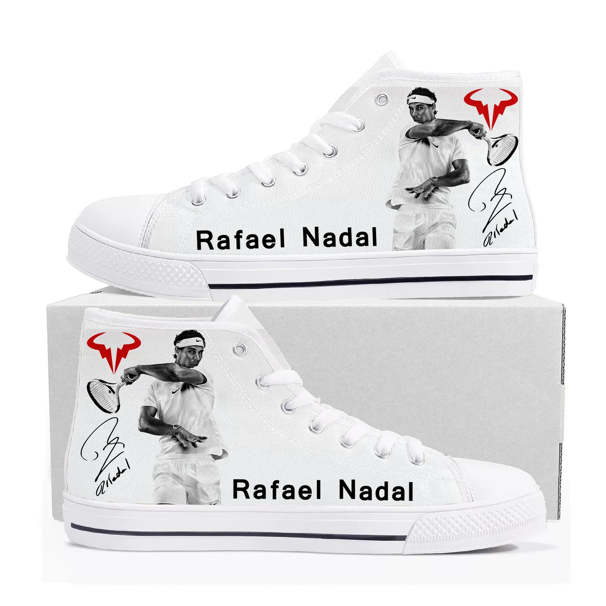 Rafael Nadal tennis player High Top Sneakers Mens Womens Teenager Canvas Sneaker Casual Custom Made Shoes Customize Shoe
