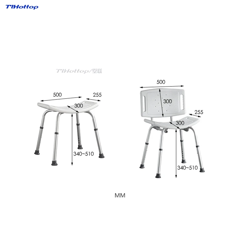Tlhottop Adjustable Aluminium Height Bath and Shower Seat Shower Bench Bathroom Safety Shower ChairTub Bench Chair YJ-2051B 2