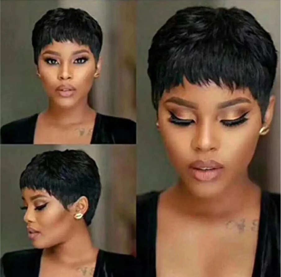 Lolely Dream Short Bob Wig Human Hair Pixie Cut wigs for Black Women Full Machine Made Natural Straight 1B Color Cheap Wigs human hair wigs