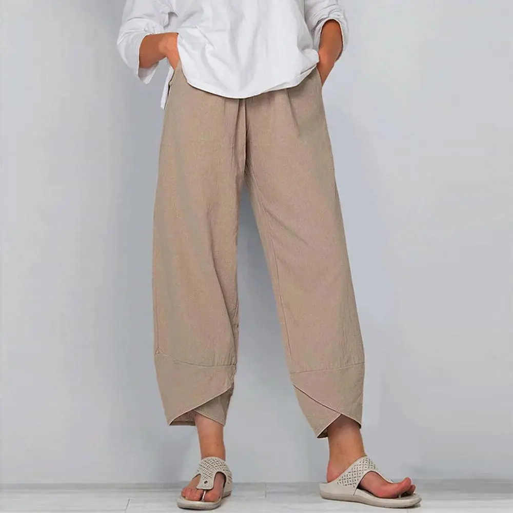 Oversized-Womens-Solid-Cotton-Linen-Pockets-Baggy-Casual-Harem-Pants ...