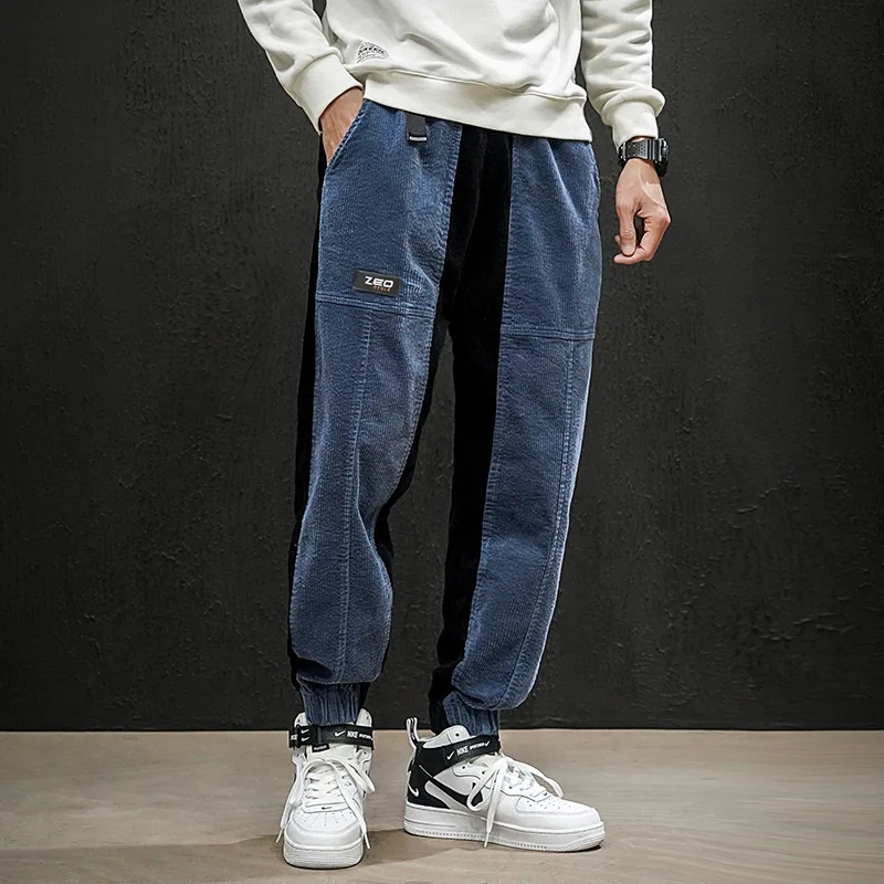 Men Winter Fall Loose New Corduroy Hip Hop Pants Streetwear Male Autumn Fashion Casual Jeans Vintage Jogger Cargo Harem Trousers