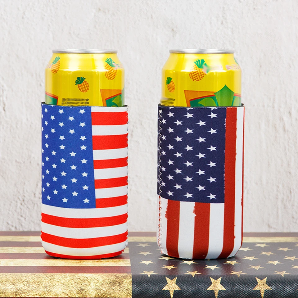 Lot De 12 Manchons Isothermes Pliables Pour Canettes U2013 Drapeau Américain Pour Soda Et Bière U2013 Support Isotherme