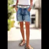 European and American summer women's blue denim shorts trendy casual fashion versatile high street button slim fit jeans