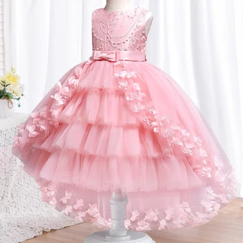 3-12 Year Old New Lace Girl Princess Dress Butterfly Girl Elegant Birthday Party Trail Dress Baby Girl Christmas Party Dress 1