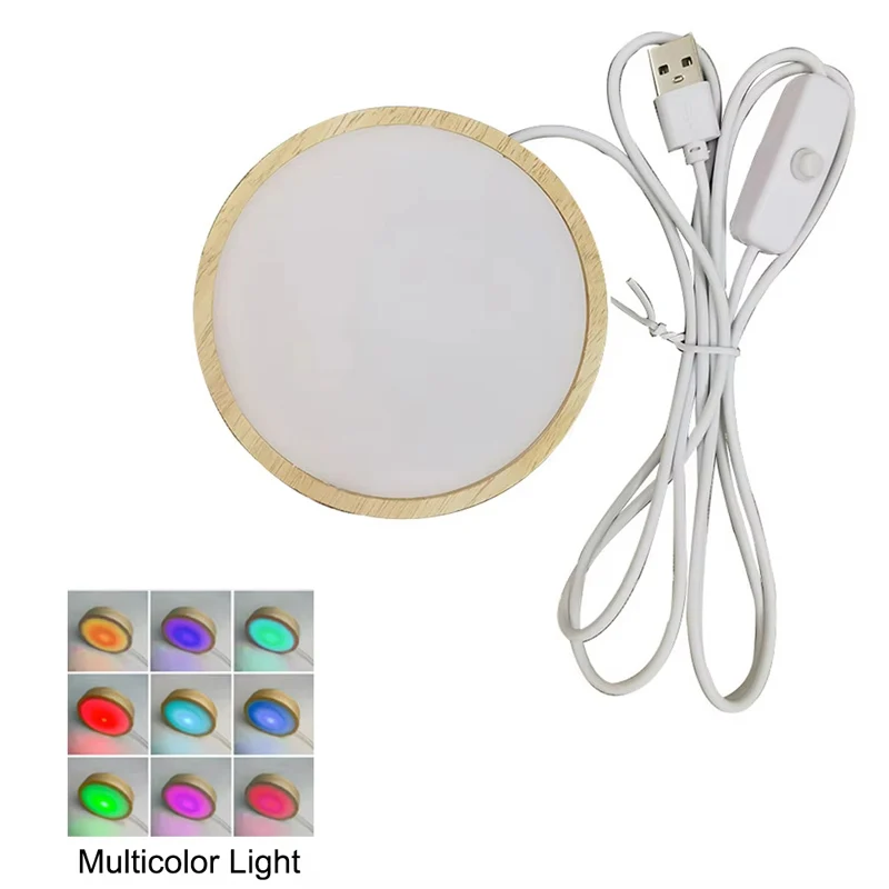 LED سطح المكتب مصباح للزينة قاعدة خشبية DIY كريستا...