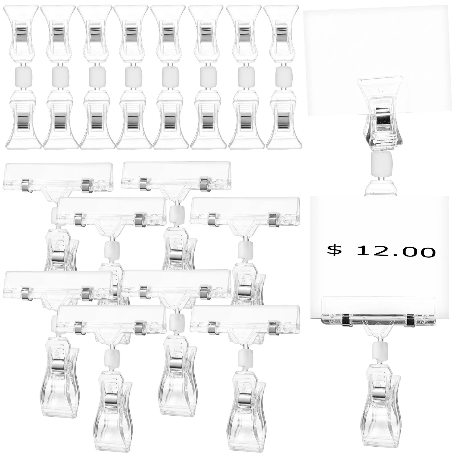 40Pcs 사인 클립 회전식 강력 클램프 가격표용 양면 디스플레이 클립 소매용 홀더 사인 홀더 선반 라벨 홀더