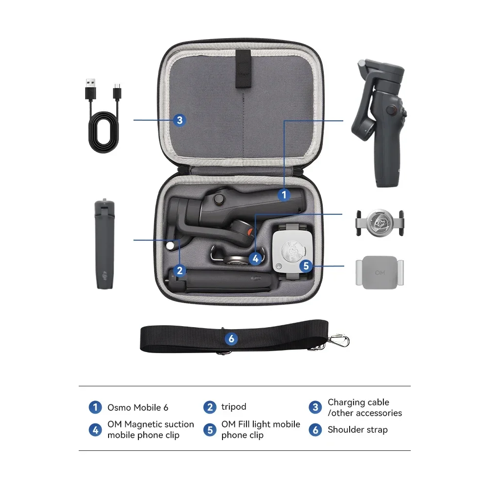Handheld Gimbal Accessories Portable Carrying Case for DJI Osmo Mobile 6 Gimbal Stabilizer DJI OM 6 PU Leather Splash-proof Shoulder Bag