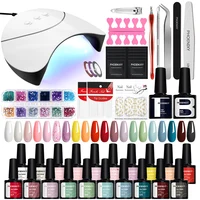 Phoenixy Manicure Tools Kit 8ML Gel Nail Polish with 36W UV LED Nail Lamp Semi Permanent UV Gel Varnish Complete Nail Art Kit 1