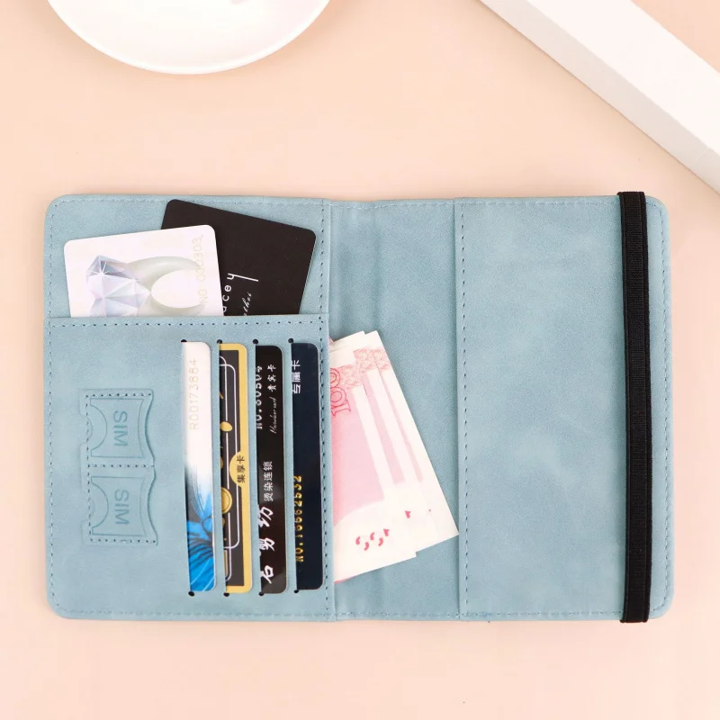 RFID Blocking Leather Passport Holder Wallet for Men Women Travel Anti Theft Credit Card Holder Slim Document Organizer Case