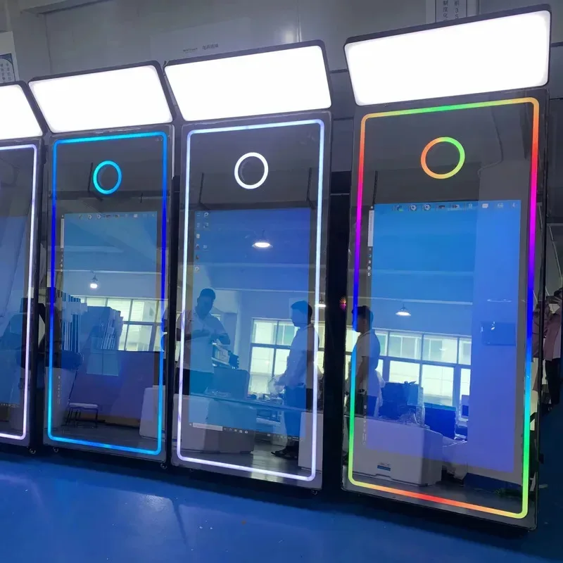 2025년 도매가 인스턴트 매직 포토부스 머신 인터랙티브 파티 셀카 포토 미러 부스 카메라 프린터 소프트웨어 포함