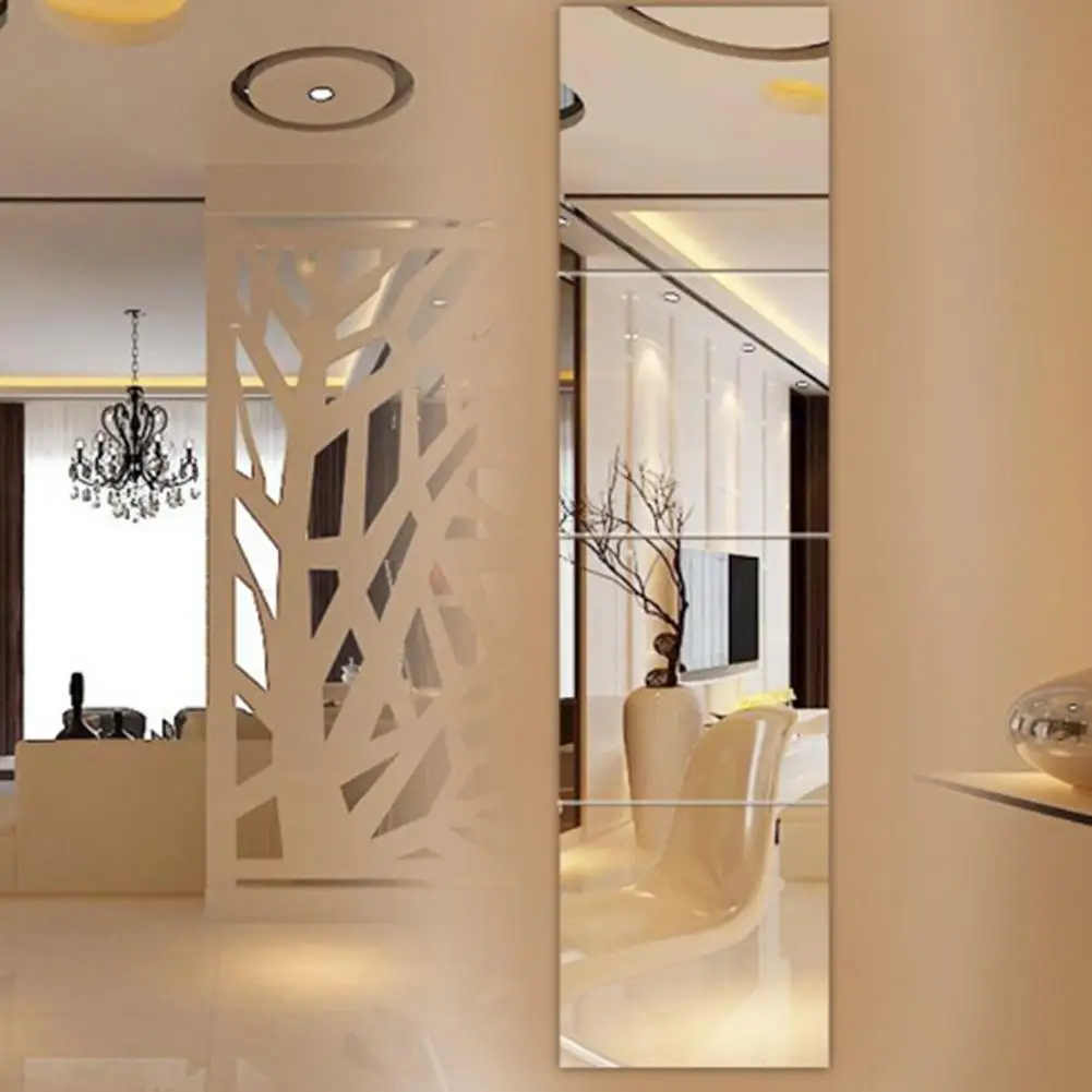 Mirror Sticker Flexible Waterproof Bathroom Mirror Decal Reflect Clear Acrylic Square Home Sticker Home