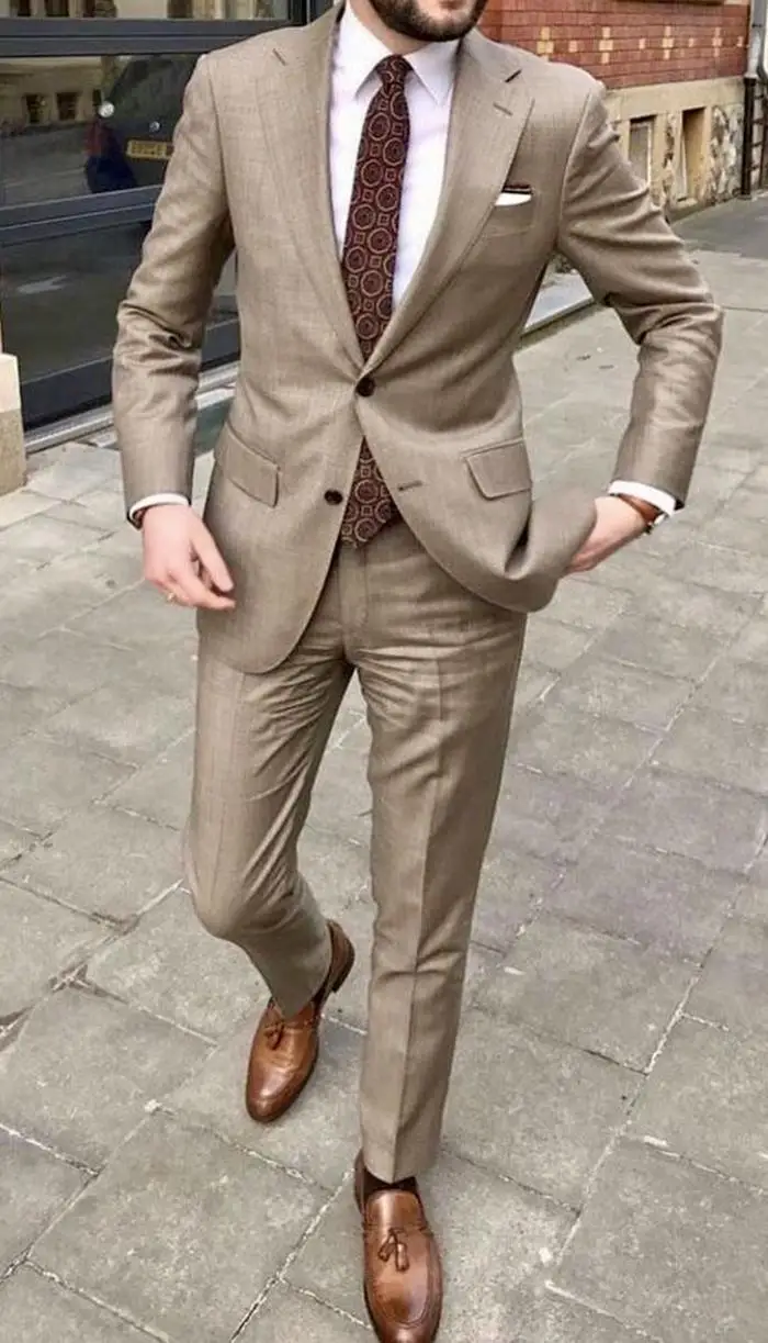 2023 New Handsome Casual 2 Piece Suit For Men Wedding Tuxedos Costume Homme Groomsmen Men Suits Business Party Prom Blazer Pants
