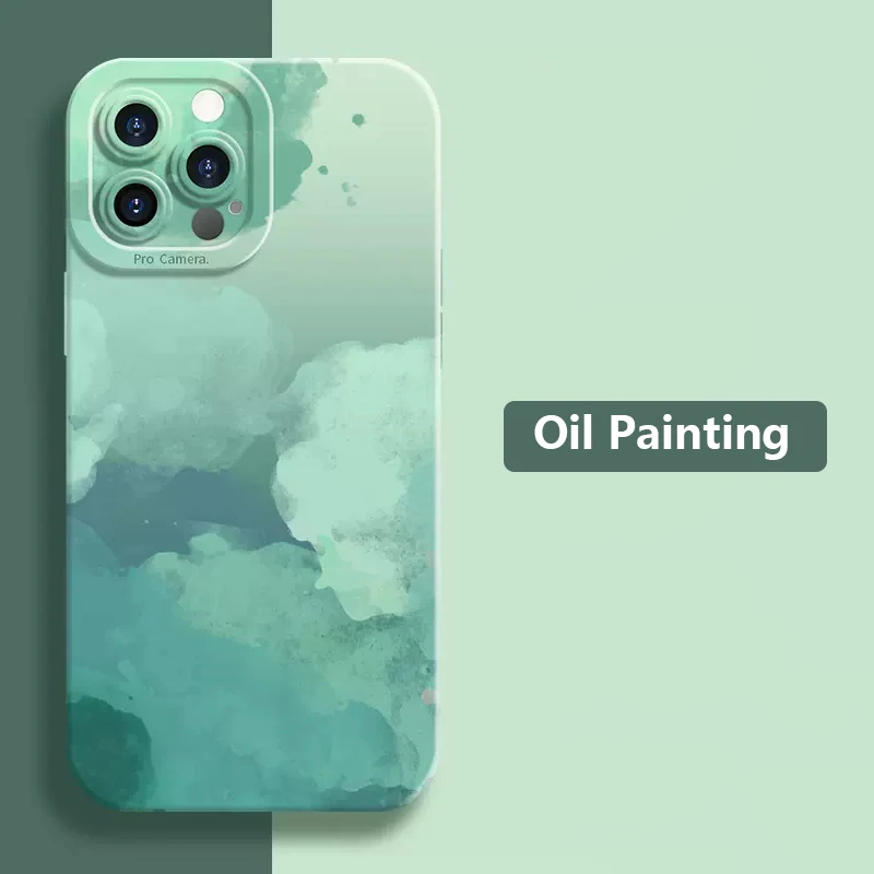 Oil Painting Flower Matte Silicone Shockproof Soft Phone Case