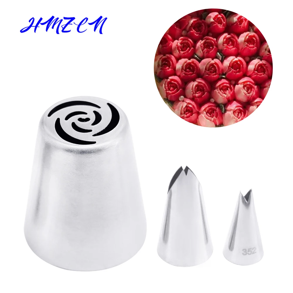 3PCS Russian Pastry Nozzles for Cream Icing Piping Nozzles Cake Decoration Tips Leaf Tulip Rose Cake Confectionery Tools cake decorating tip set cake icing nozzles baking nozzle set cake decorating nozzle set