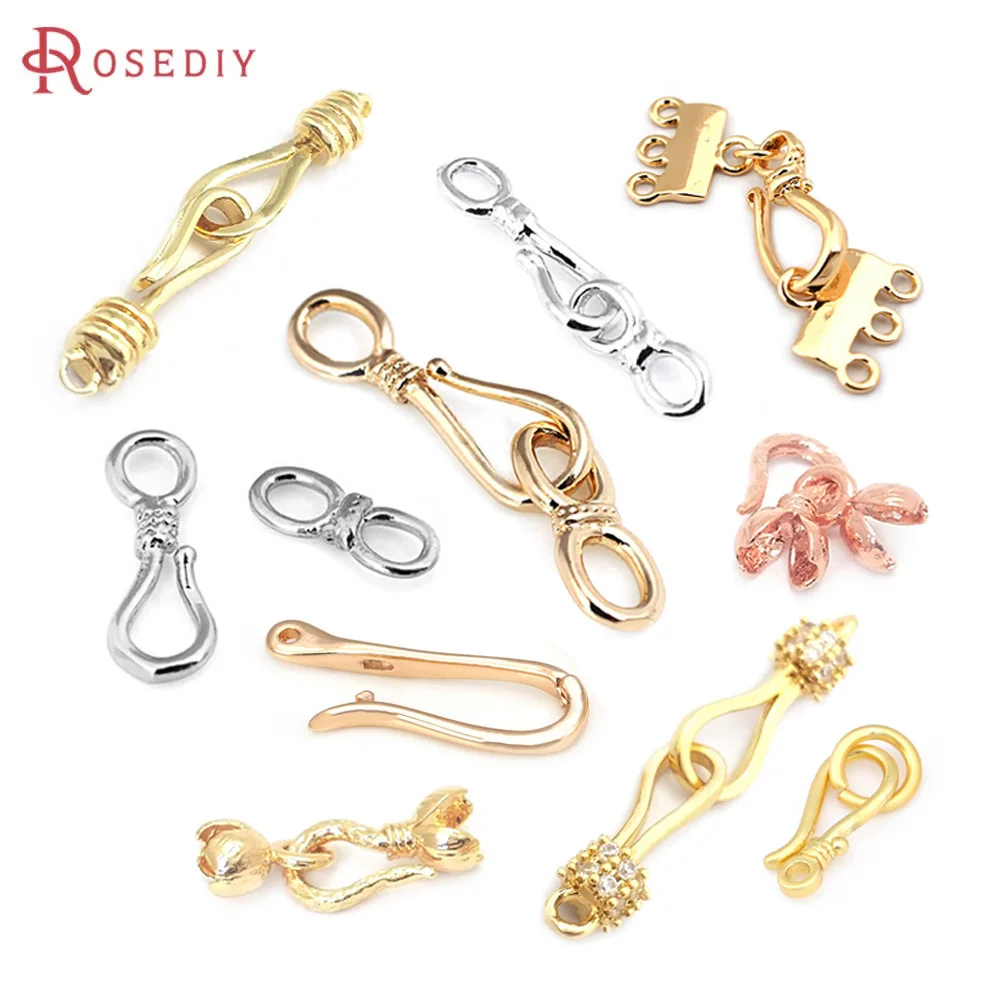 18K Gold Color Silver Color Brass Necklace Bracelets Clasps Connector High Quality Diy Jewelry Making Findings Accessories