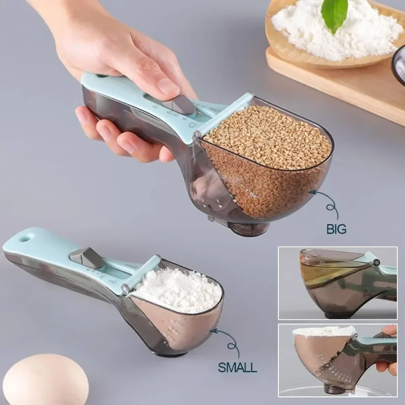 Adjustable Measuring Scoop Kitchen Tool for Dry and Liquid Ingredients Portable Precision Spoon with Scale for Baking Cooking