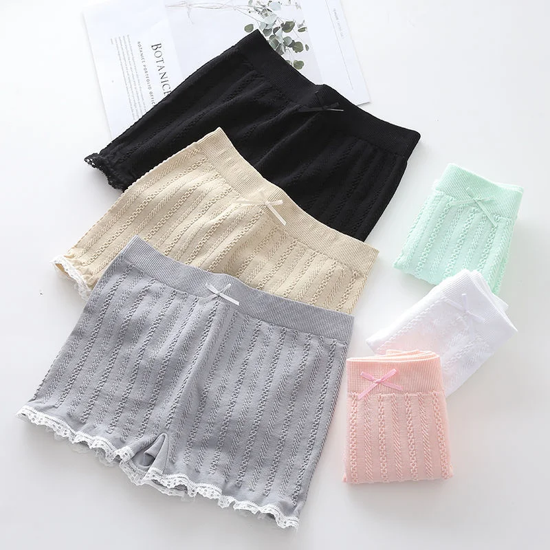 3pcs Women Safety Pants Set Mid waist Boxer Pants Ribbed Cotton Anti exposure Boxer safety pants