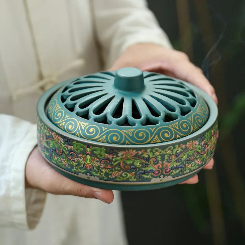 

Extra large incense burner, ceramic mosquito incense burner, mosquito repellent indoor incense enamel incense burner
